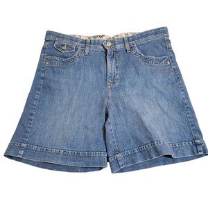 Lee Womens Comfort Waistband Stretch Jean Shorts Sz 12 Medium 4-Pocket Denim 34W